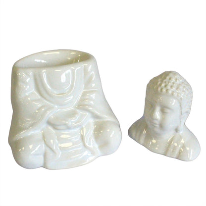 Sitting Buddha Oil Burner - White Classic Buddha Oil Burners - Bath Indulgence