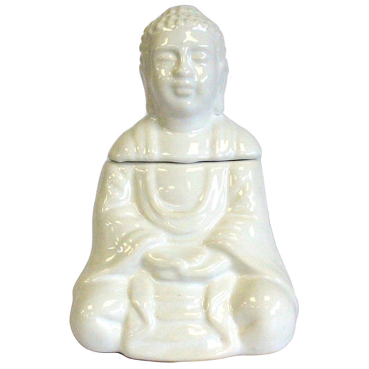 Sitting Buddha Oil Burner - White Classic Buddha Oil Burners - Bath Indulgence