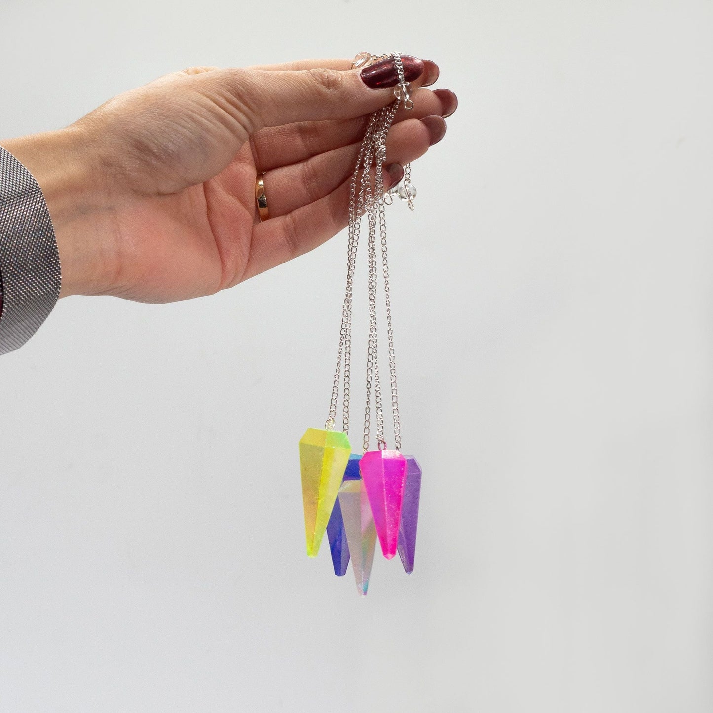 Six Sided Pendulum - Aurora Crystal Peach - 4cm Gemstone Magic Pendulums - Bath Indulgence