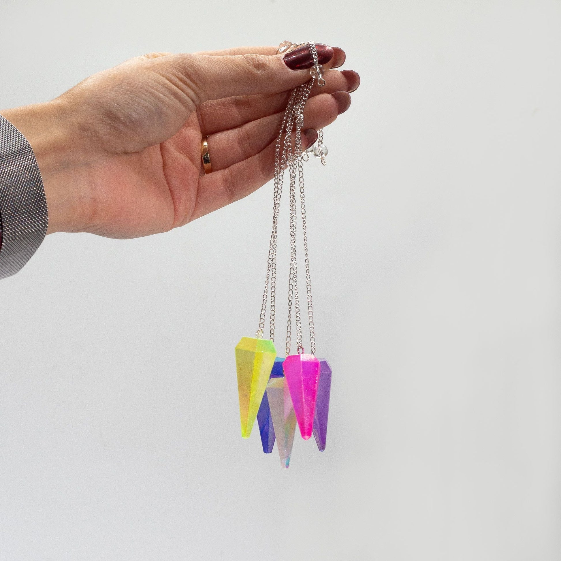 Six Sided Pendulum - Aurora Crystal Peach - 4cm Gemstone Magic Pendulums - Bath Indulgence