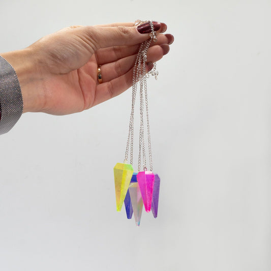 Six Sided Pendulum - Aurora Crystal Peach - 4cm Gemstone Magic Pendulums - Bath Indulgence