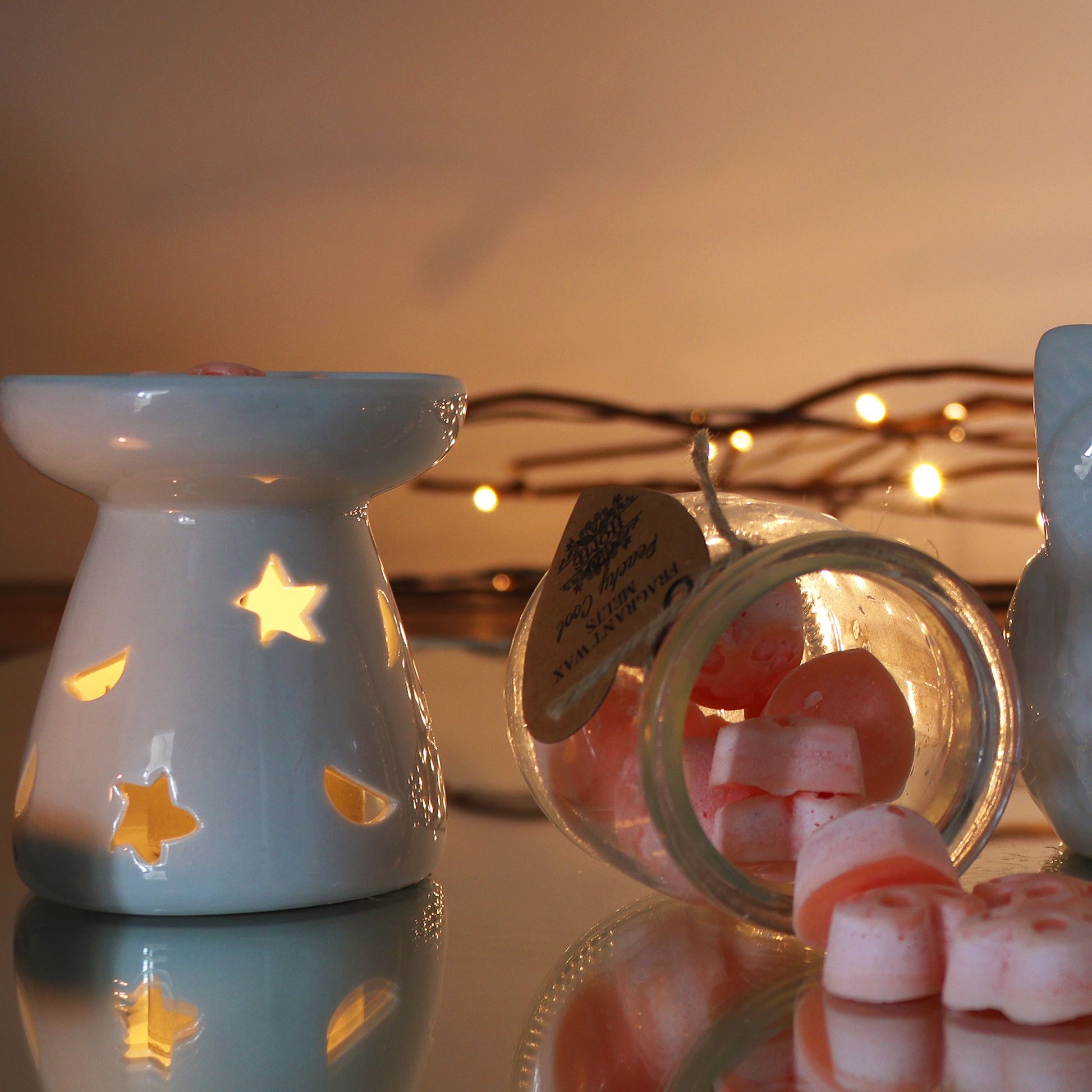 Sm Classic White Oil Burner - Moon & Star Classic White Oil Burners - Bath Indulgence