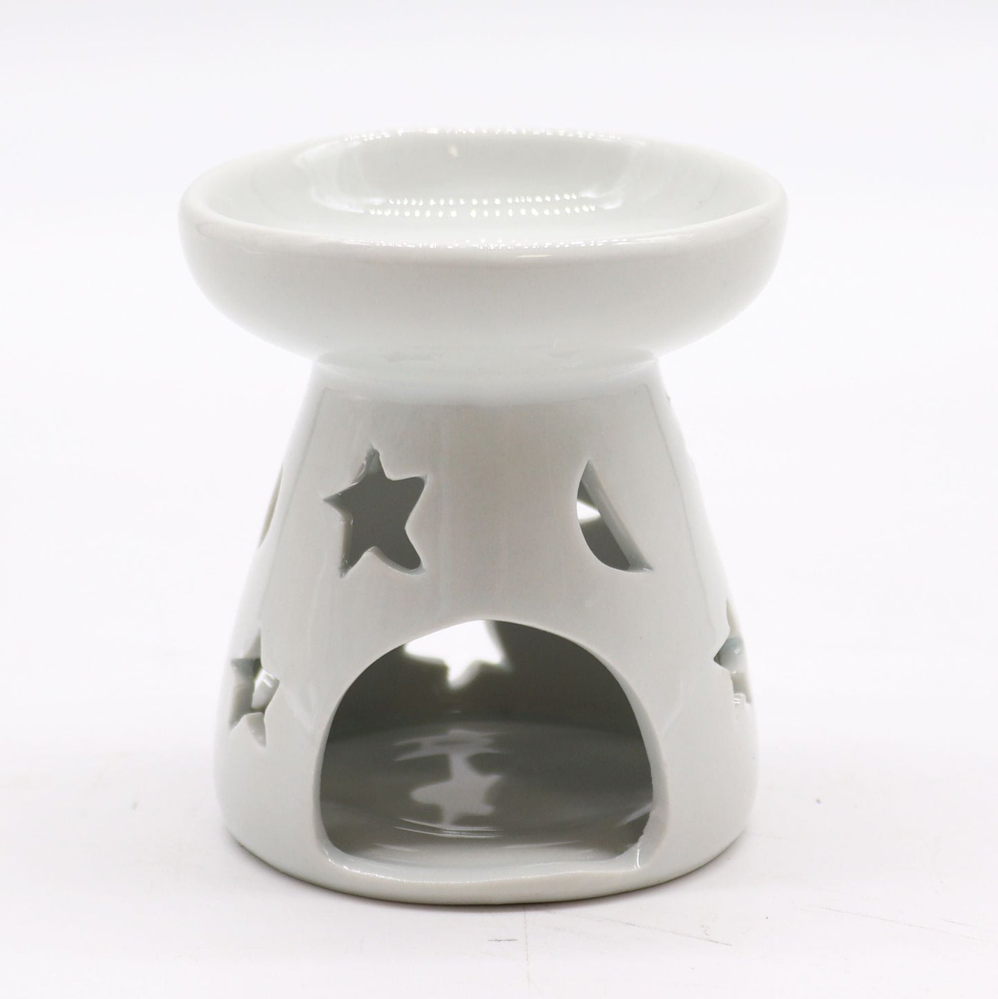 Sm Classic White Oil Burner - Moon & Star Classic White Oil Burners - Bath Indulgence