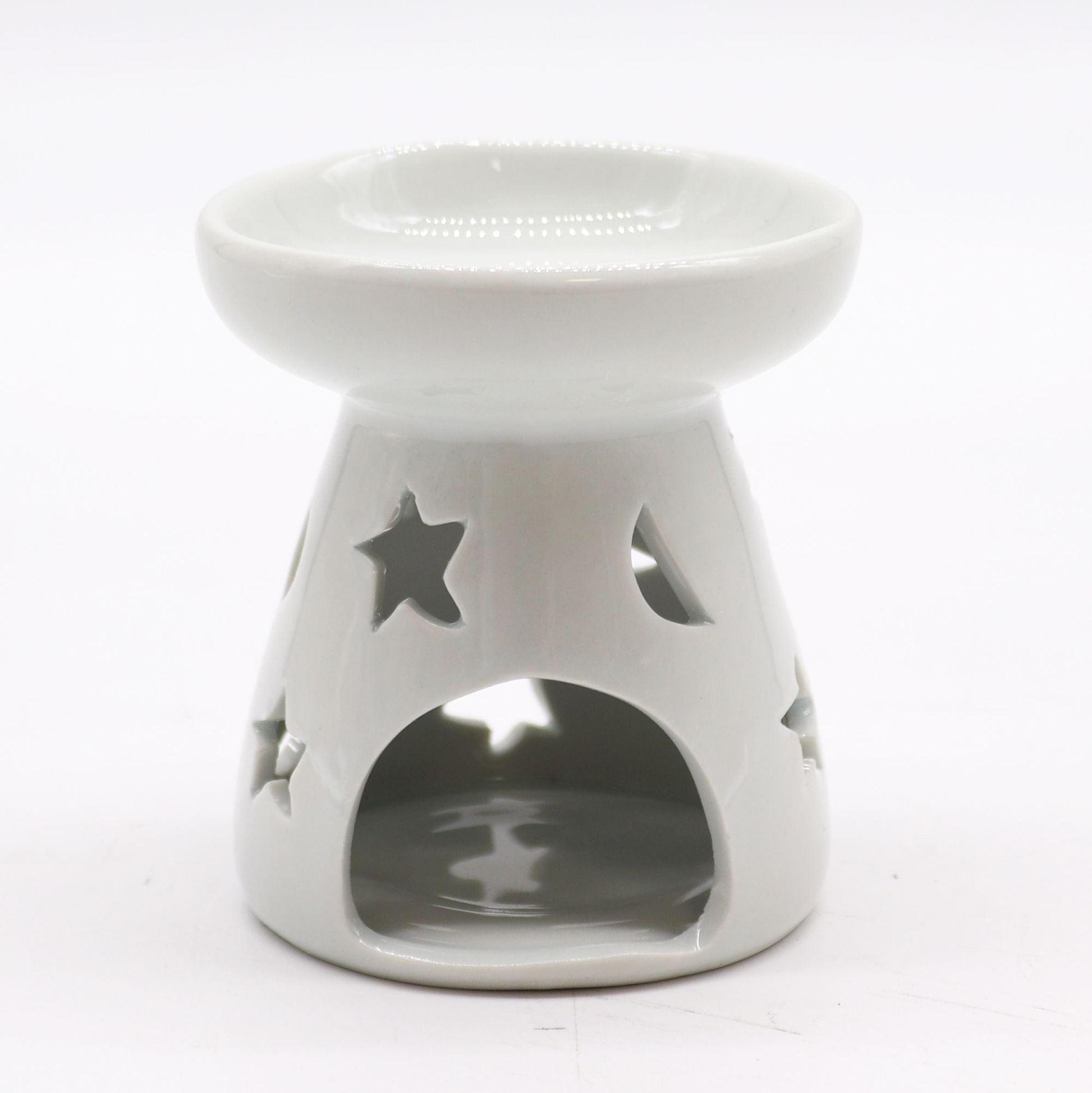 Sm Classic White Oil Burner - Moon & Star Classic White Oil Burners - Bath Indulgence