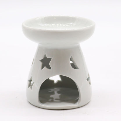 Sm Classic White Oil Burner - Moon & Star Classic White Oil Burners - Bath Indulgence