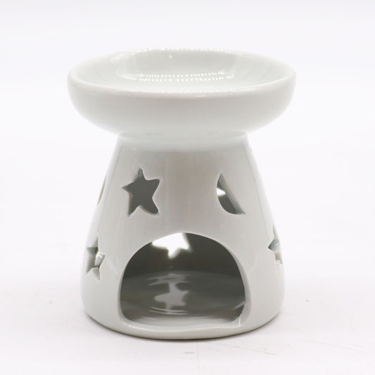 Sm Classic White Oil Burner - Moon & Star Classic White Oil Burners - Bath Indulgence