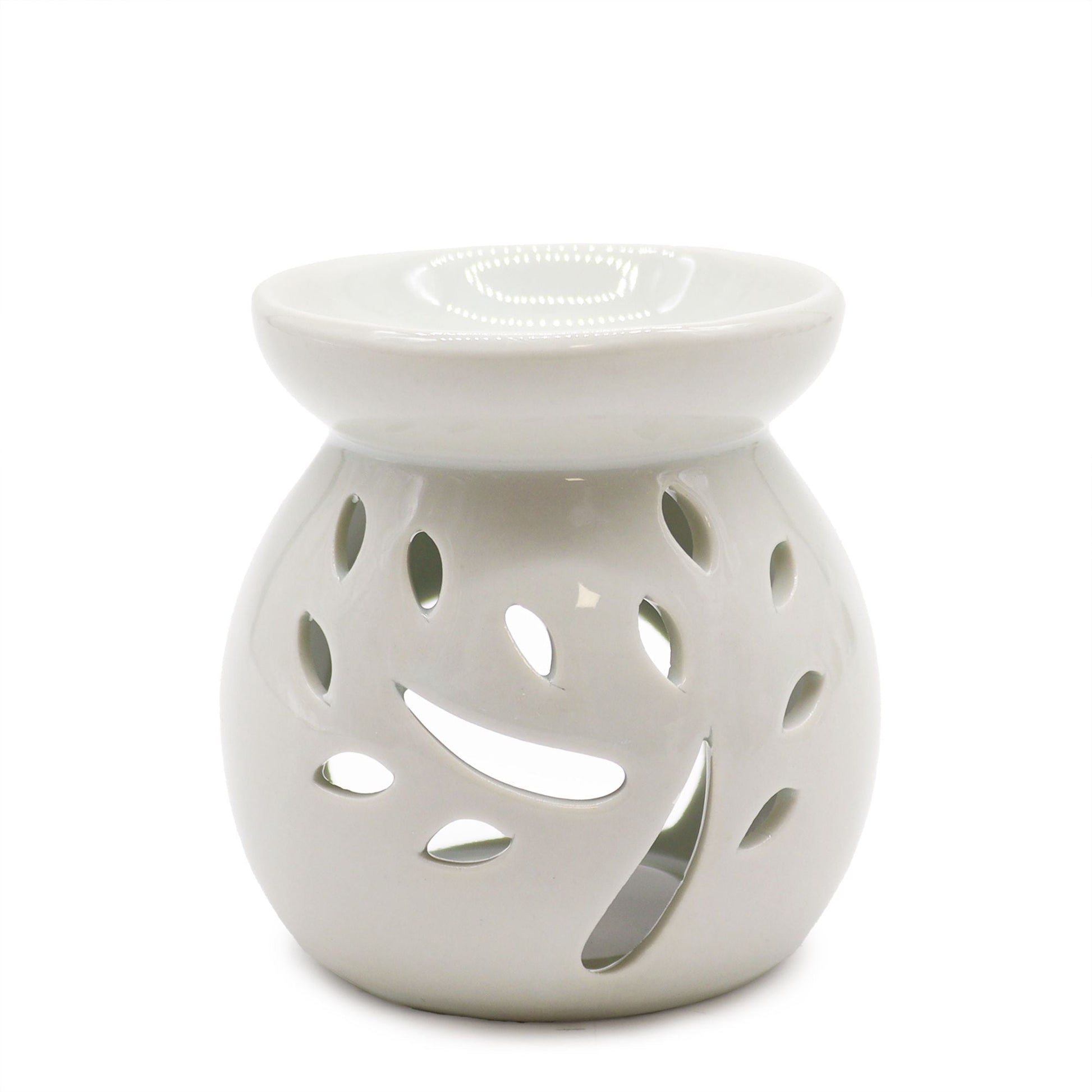 Sm Classic White Oil Burner - Tree Cut - out Classic White Oil Burners - Bath Indulgence