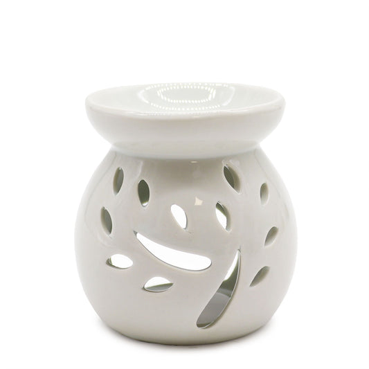 Sm Classic White Oil Burner - Tree Cut - out Classic White Oil Burners - Bath Indulgence