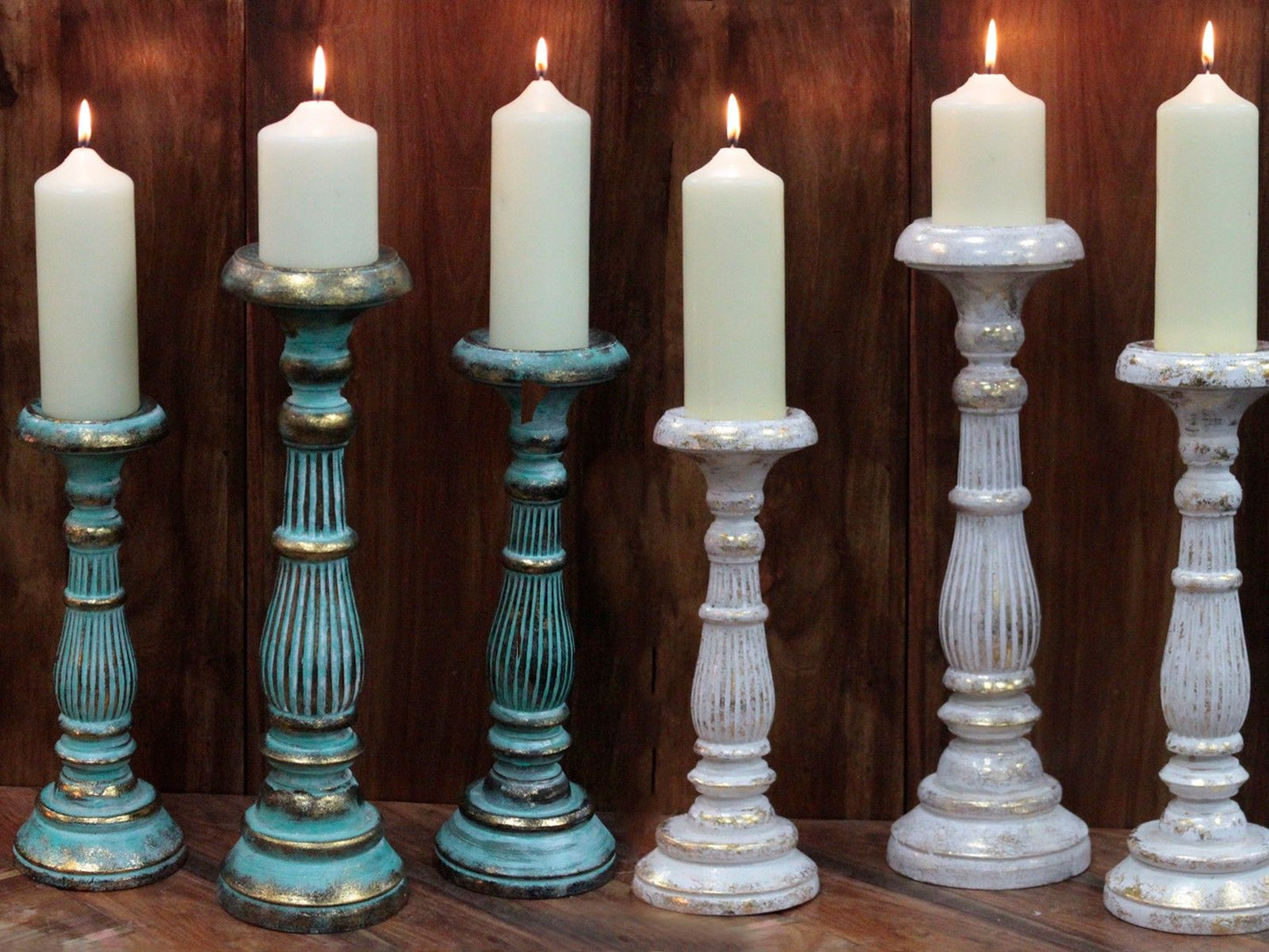 Small Candle Stand - Turquois Gold Vintage Candle Stands - Bath Indulgence