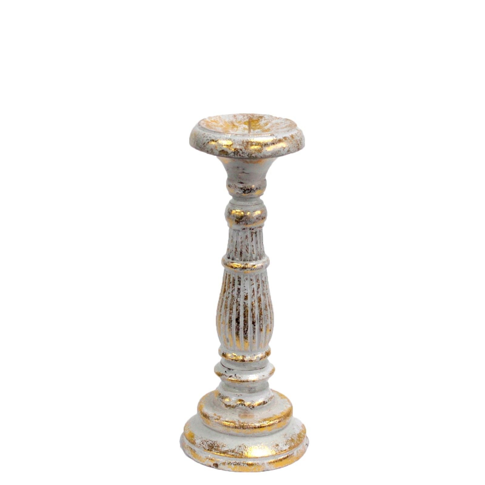 Small Candle Stand - White Gold Vintage Candle Stands - Bath Indulgence