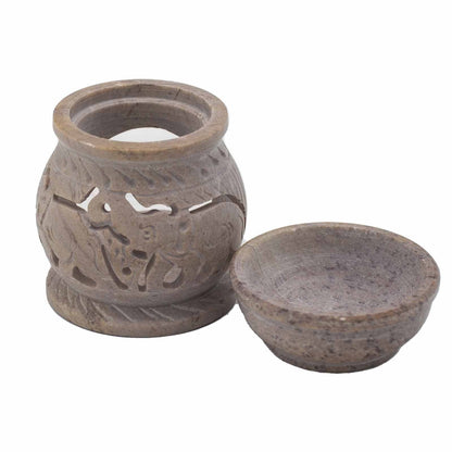 Small Soapstone Oil Burner 8cm - Elephant Soapstone Oil Burners - Bath Indulgence