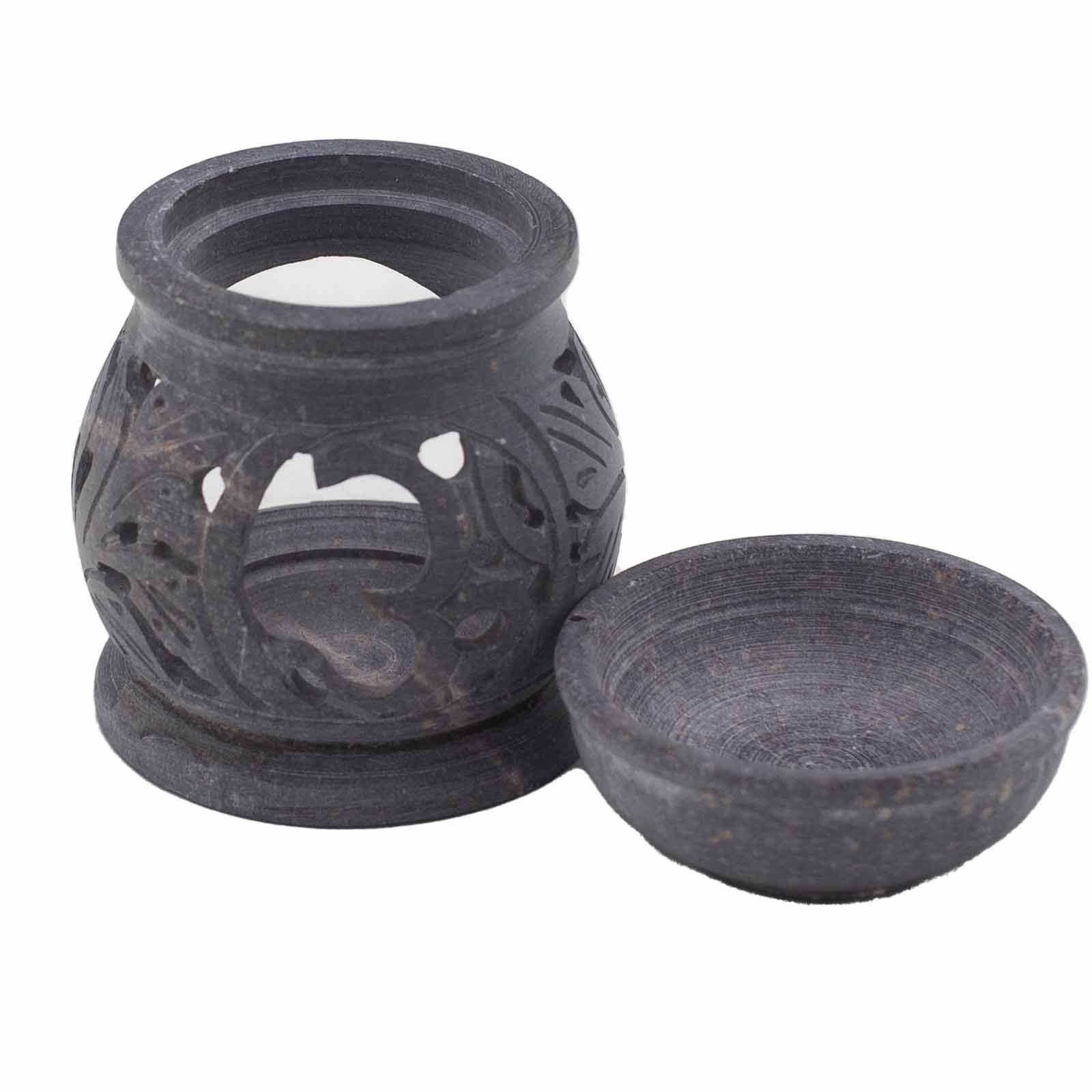 Small Soapstone Oil Burner 8cm - Om Soapstone Oil Burners - Bath Indulgence