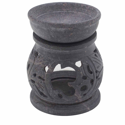 Small Soapstone Oil Burner 8cm - Om Soapstone Oil Burners - Bath Indulgence