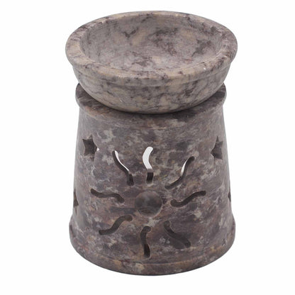 Small Soapstone Oil Burner 8cm - Sun & Stars Soapstone Oil Burners - Bath Indulgence