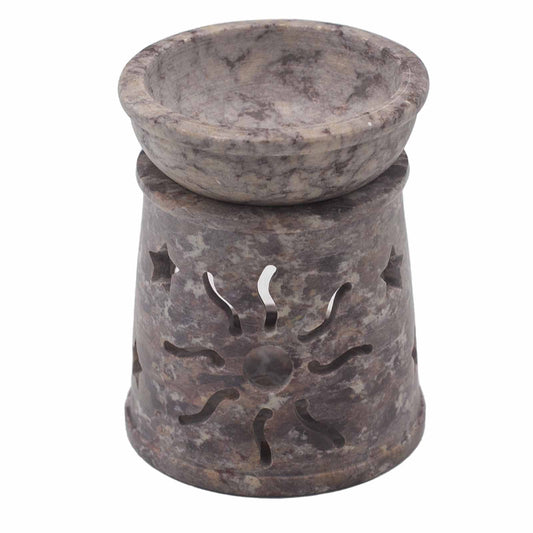 Small Soapstone Oil Burner 8cm - Sun & Stars Soapstone Oil Burners - Bath Indulgence