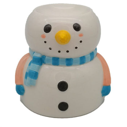 Snowman Shaped Christmas Ceramic Oil Burner Oil Burners Mixed Designs - Bath Indulgence