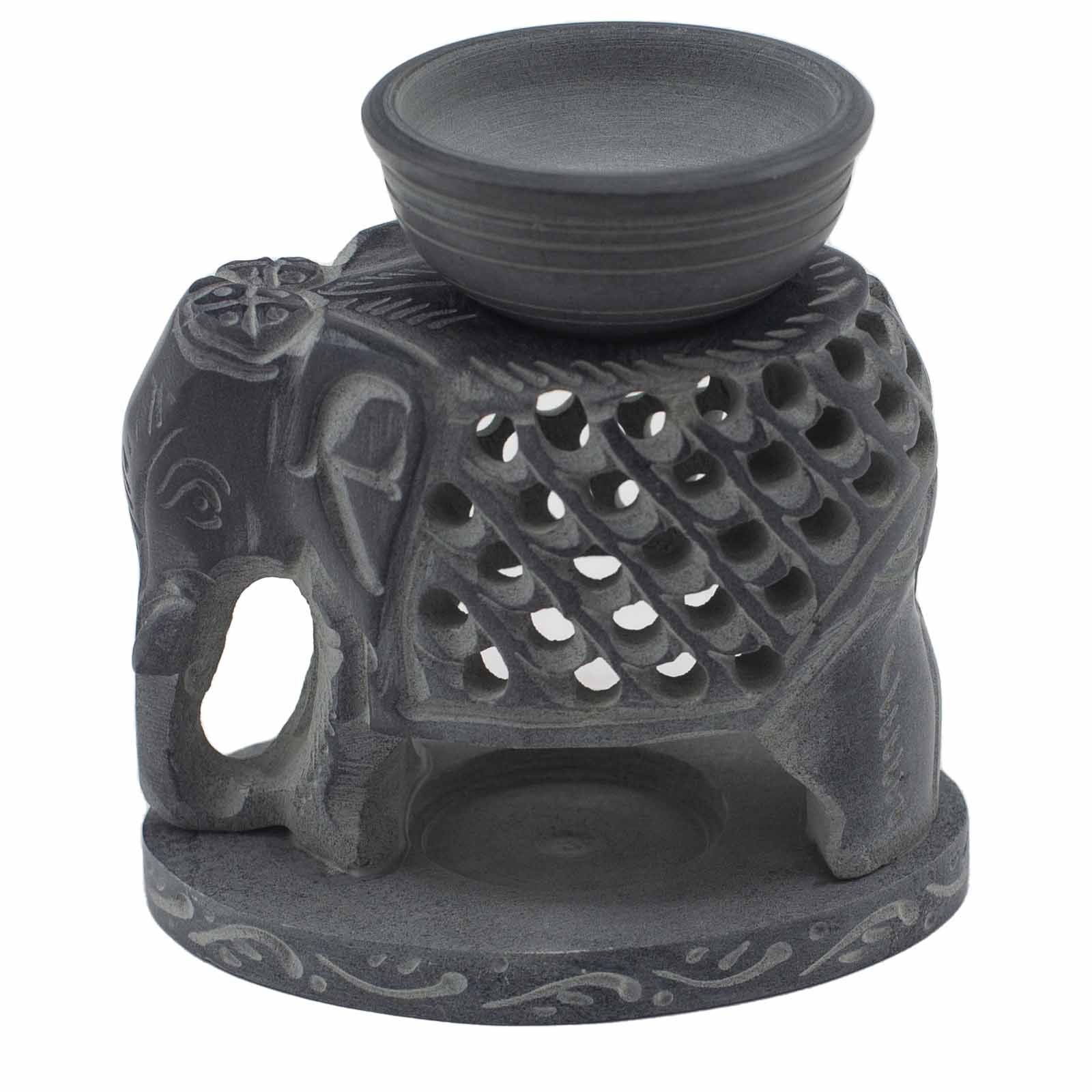 Soapstone Oil Burner 10.5cm - Standing Elephant Soapstone Oil Burners - Bath Indulgence