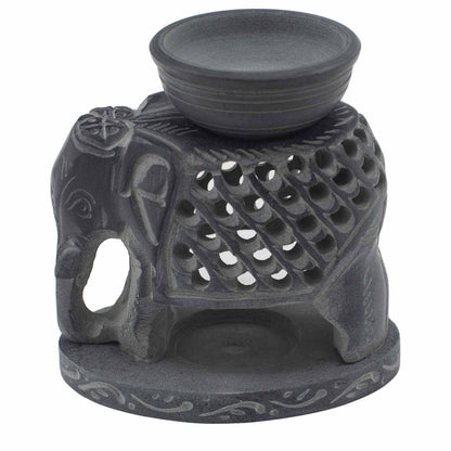 Soapstone Oil Burner 10.5cm - Standing Elephant Soapstone Oil Burners - Bath Indulgence