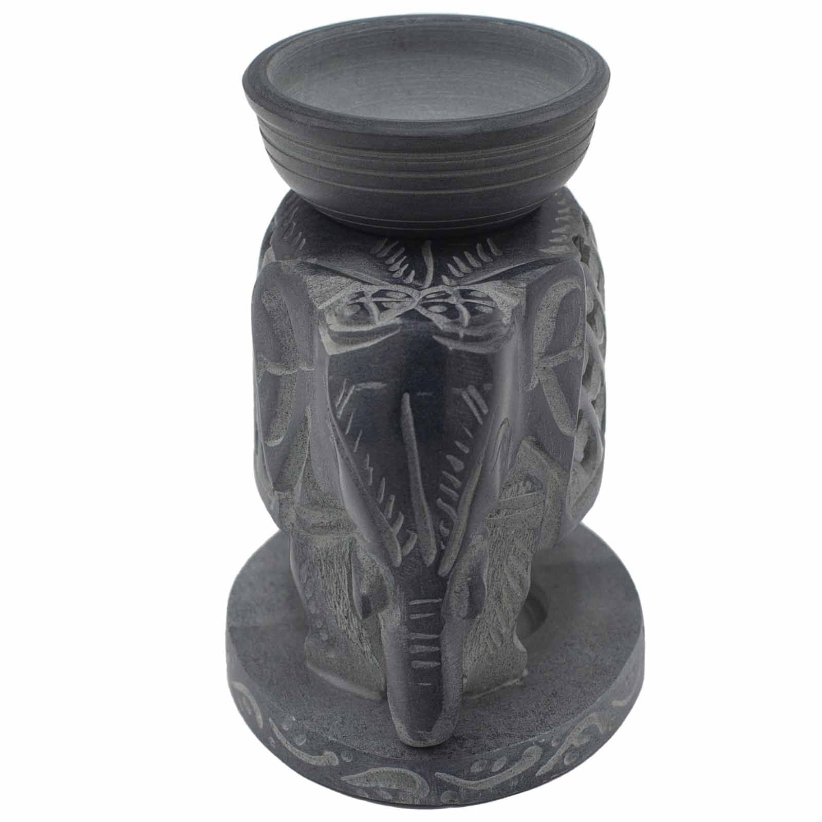 Soapstone Oil Burner 10.5cm - Standing Elephant Soapstone Oil Burners - Bath Indulgence