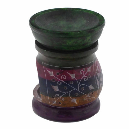 Soapstone Oil Burner 10cm - Flower of Life - Five Colours Soapstone Oil Burners - Bath Indulgence