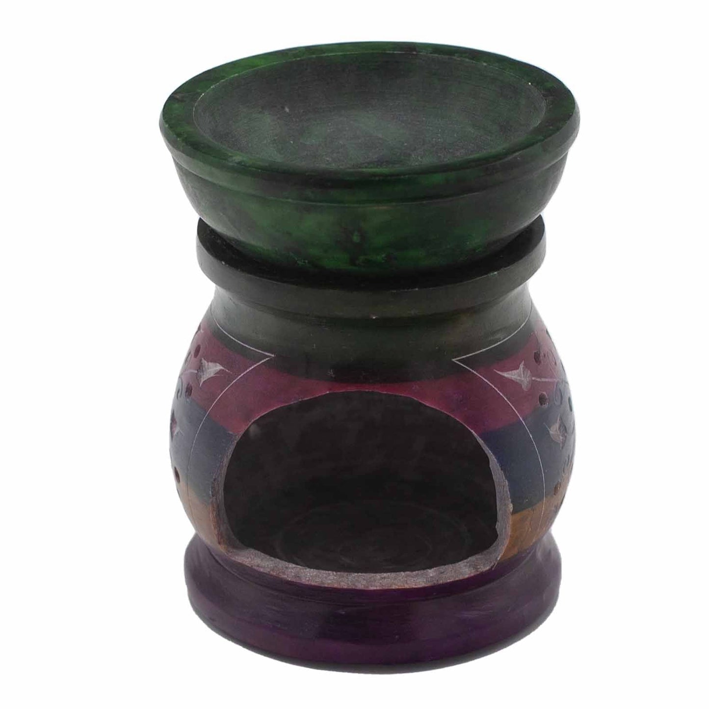 Soapstone Oil Burner 10cm - Flower of Life - Five Colours Soapstone Oil Burners - Bath Indulgence