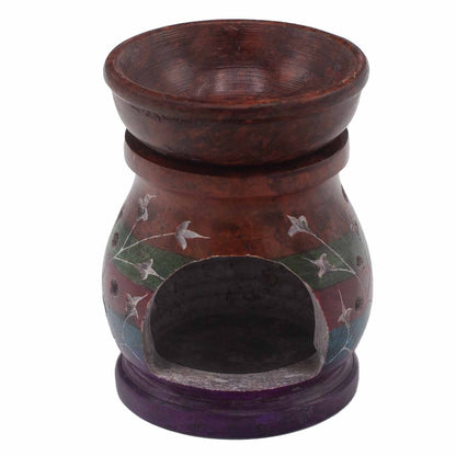 Soapstone Oil Burner 10cm - Hamsa - Five Colours Soapstone Oil Burners - Bath Indulgence
