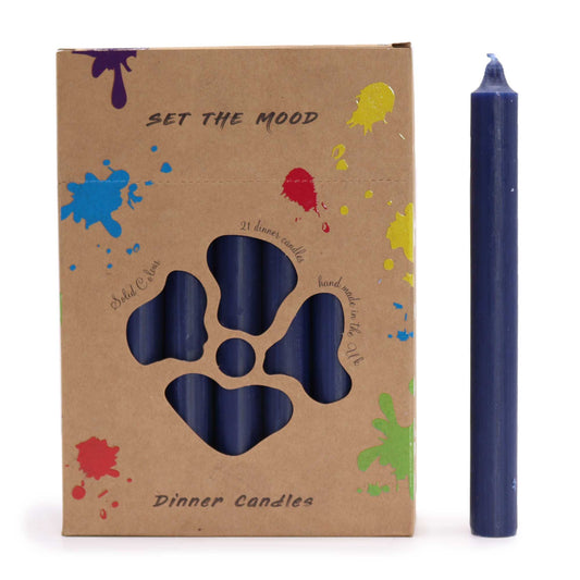 Solid Colour Dinner Candle Set - Pack of 21 - Rustic Navy Solid Colour Dinner Candle Set - Bath Indulgence