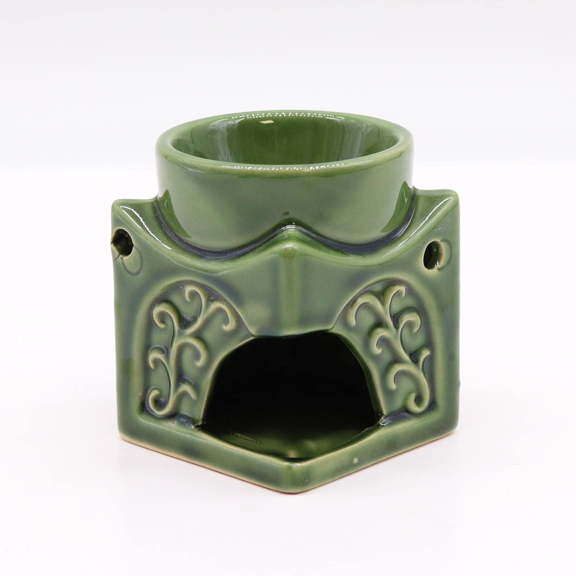 Square Buddha Burner - Dark Jade Classic Buddha Oil Burners - Bath Indulgence