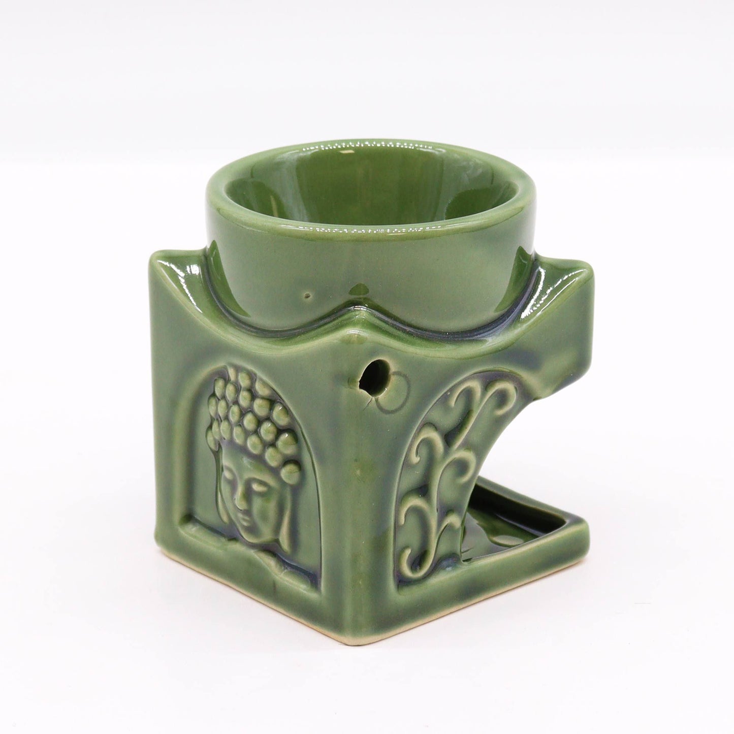 Square Buddha Burner - Dark Jade Classic Buddha Oil Burners - Bath Indulgence