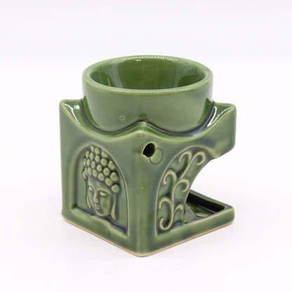 Square Buddha Burner - Dark Jade Classic Buddha Oil Burners - Bath Indulgence