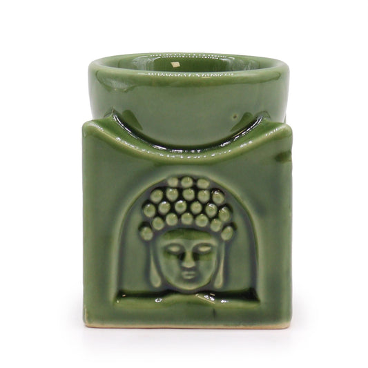Square Buddha Burner - Dark Jade Classic Buddha Oil Burners - Bath Indulgence