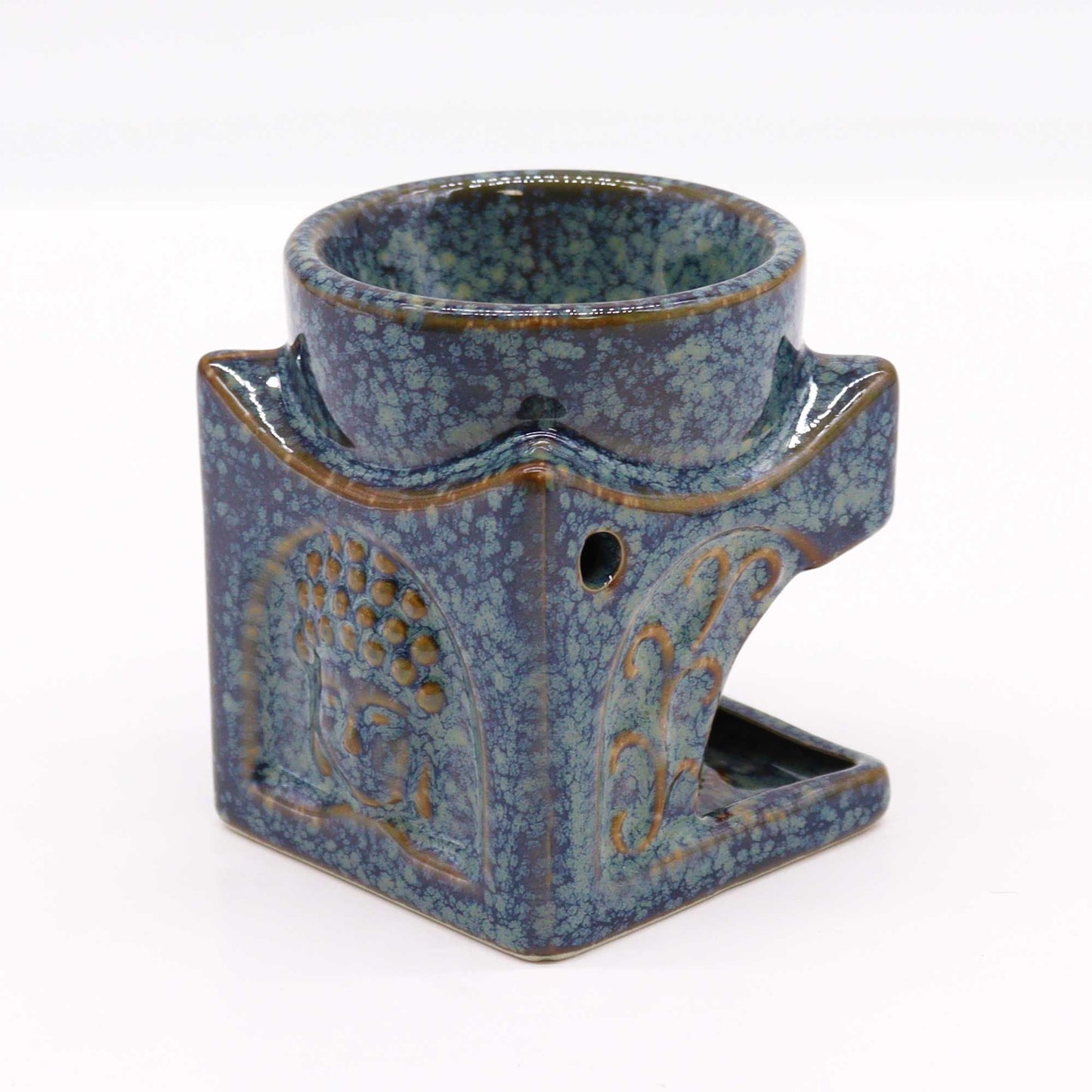 Square Buddha Burner - Dusty Blue Classic Buddha Oil Burners - Bath Indulgence