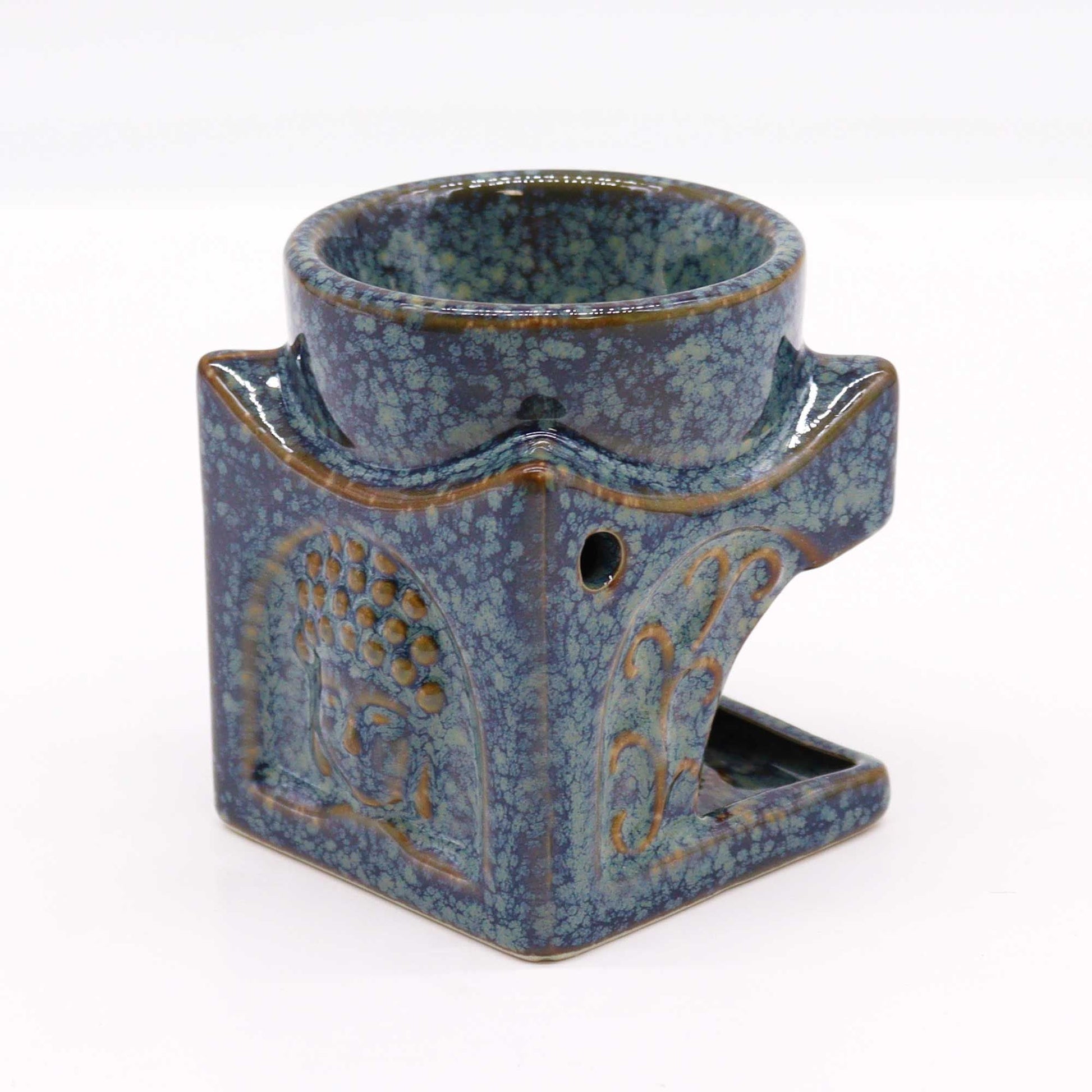 Square Buddha Burner - Dusty Blue Classic Buddha Oil Burners - Bath Indulgence