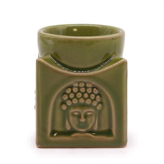 Square Buddha Burner - Light Jade Classic Buddha Oil Burners - Bath Indulgence
