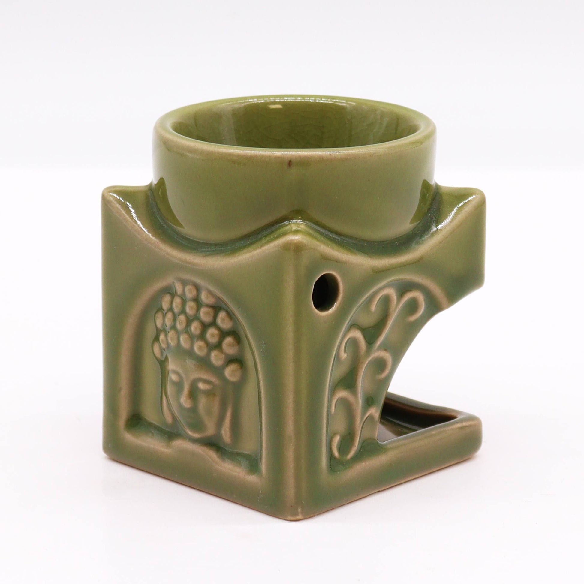 Square Buddha Burner - Light Jade Classic Buddha Oil Burners - Bath Indulgence