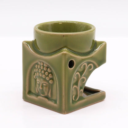 Square Buddha Burner - Light Jade Classic Buddha Oil Burners - Bath Indulgence
