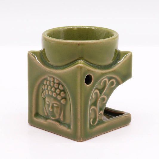 Square Buddha Burner - Light Jade Classic Buddha Oil Burners - Bath Indulgence