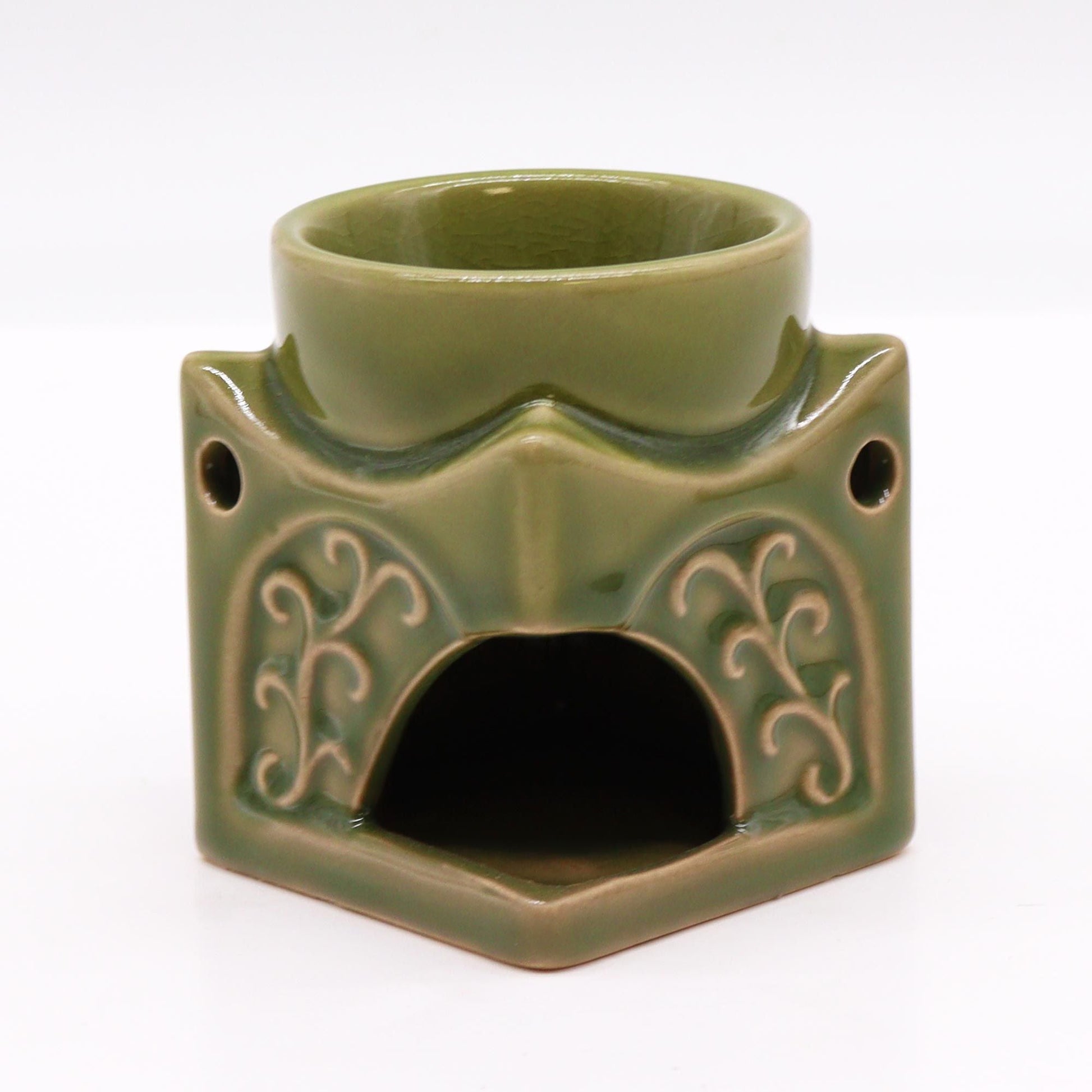 Square Buddha Burner - Light Jade Classic Buddha Oil Burners - Bath Indulgence