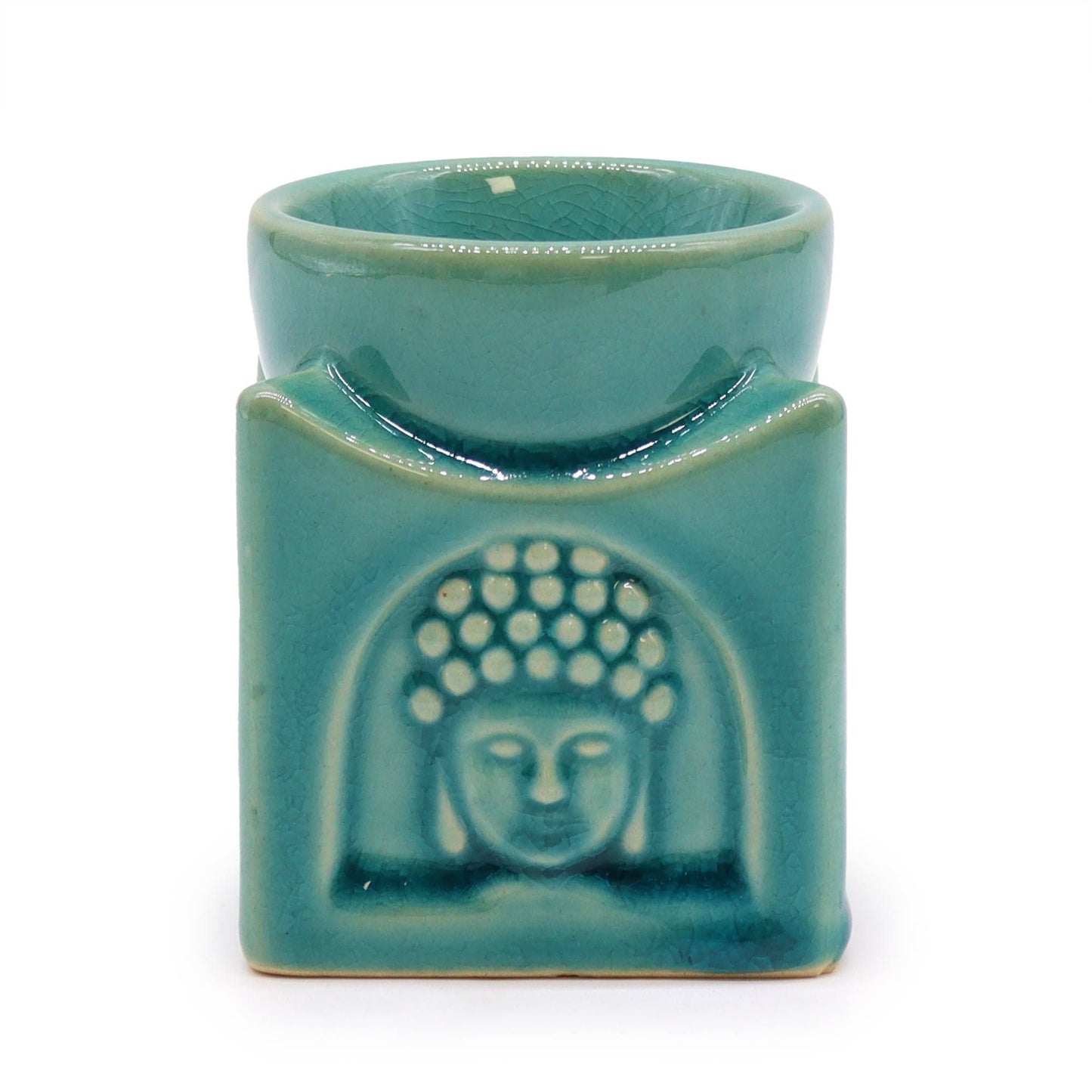 Square Buddha Burner - Soft Turquoise Classic Buddha Oil Burners - Bath Indulgence