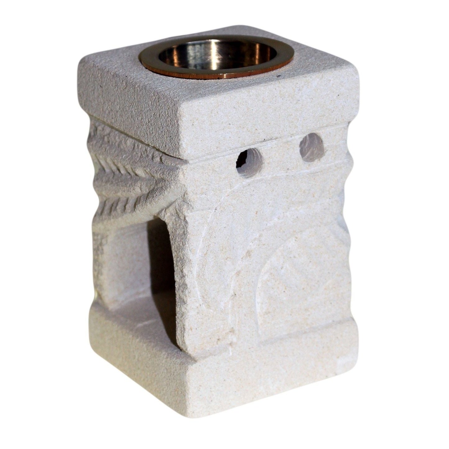 Stone Oil Burner - Carved Leaf Sandstone Oil Burners - Bath Indulgence