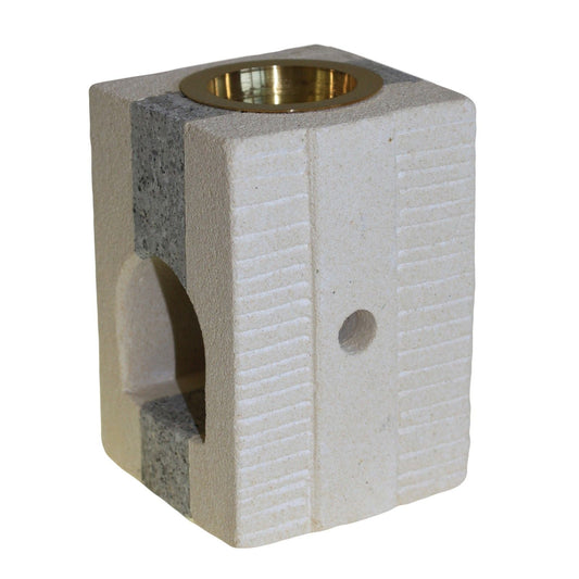 Stone Oil Burner - Combo Square Sandstone Oil Burners - Bath Indulgence