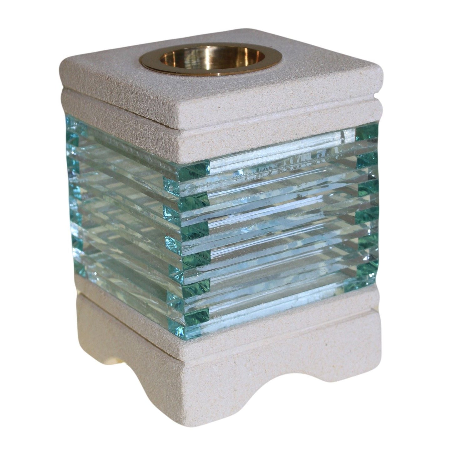 Stone Oil Burner - Square Glass Brick Sandstone Oil Burners - Bath Indulgence