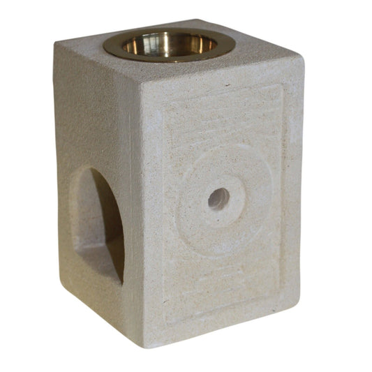 Stone Oil Burner - Square Moorish Sandstone Oil Burners - Bath Indulgence