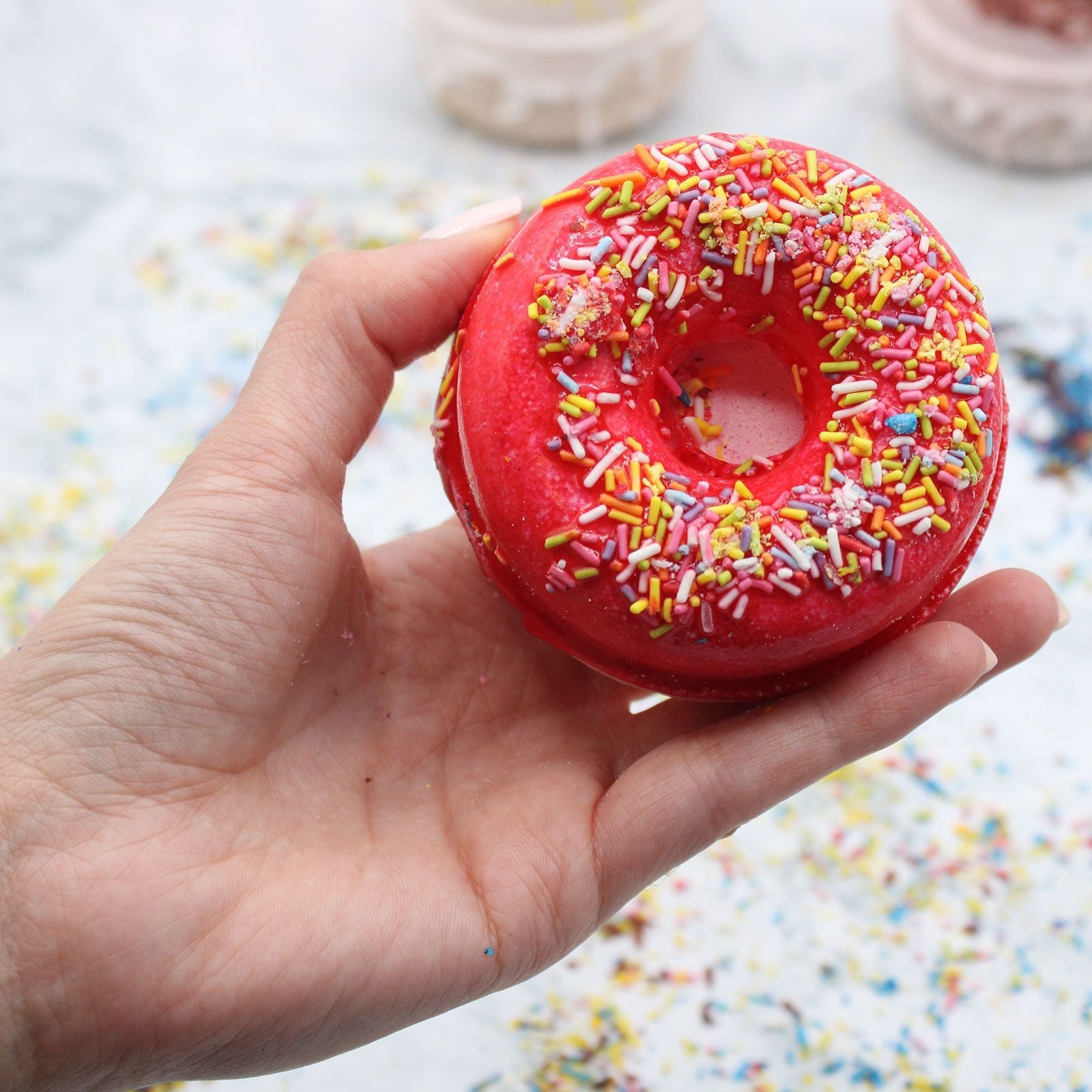 Strawberry & Banana Bath Donuts Donut Bath Fizzers - Bath Indulgence