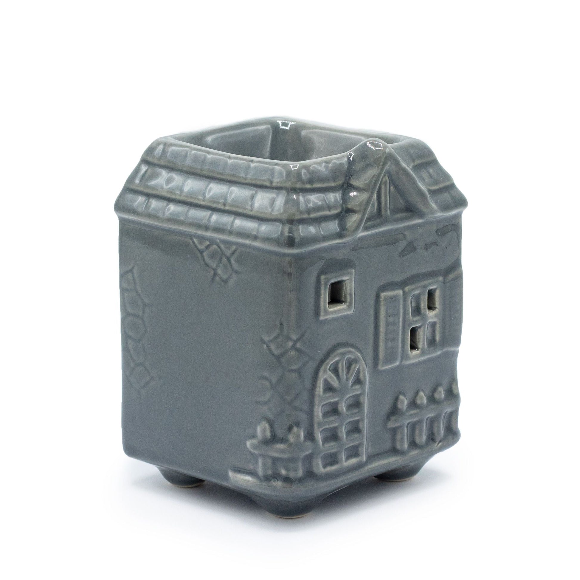 Townhouse Oil Burner - Grey Various Shaped Ceramic Oil Burners - Bath Indulgence