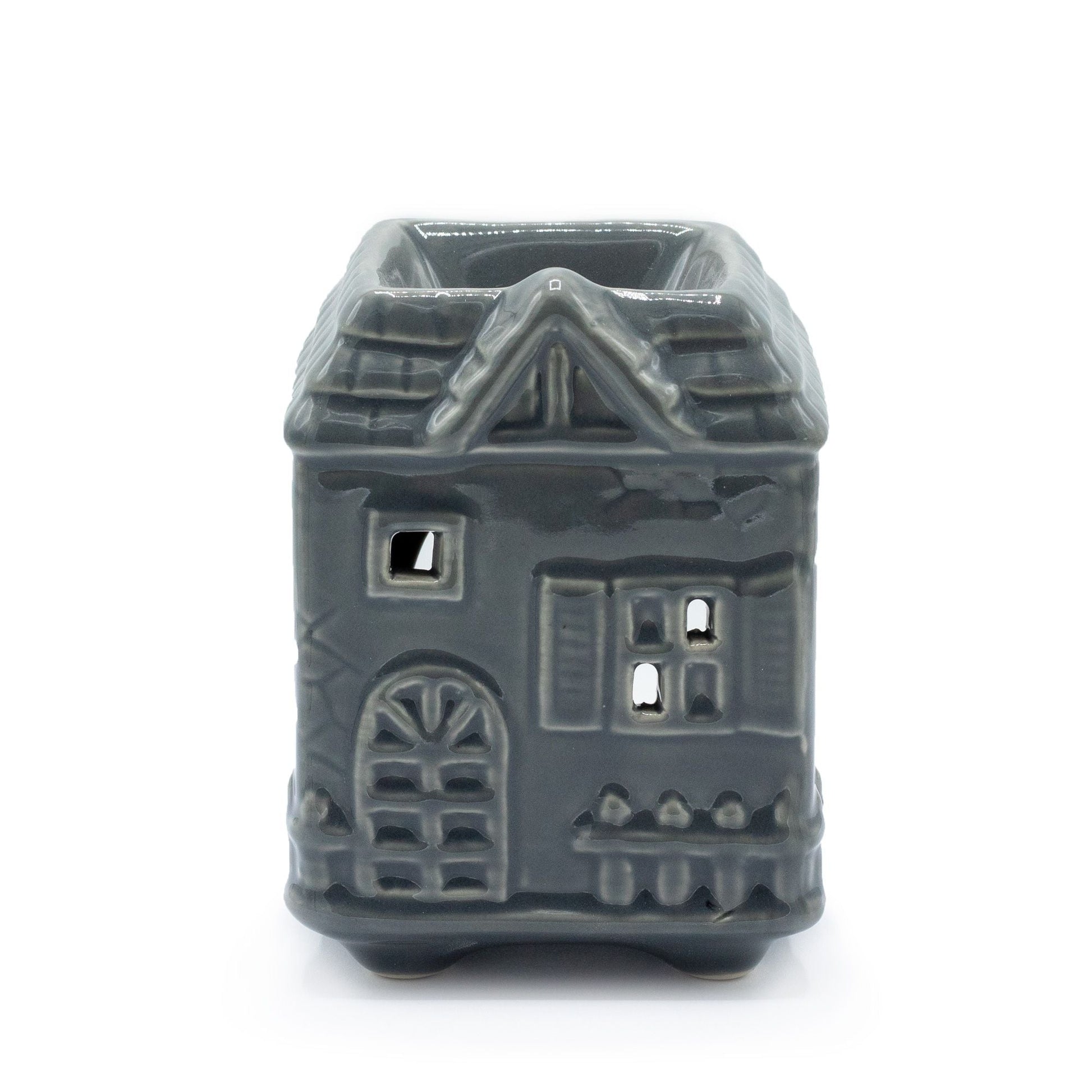 Townhouse Oil Burner - Grey Various Shaped Ceramic Oil Burners - Bath Indulgence