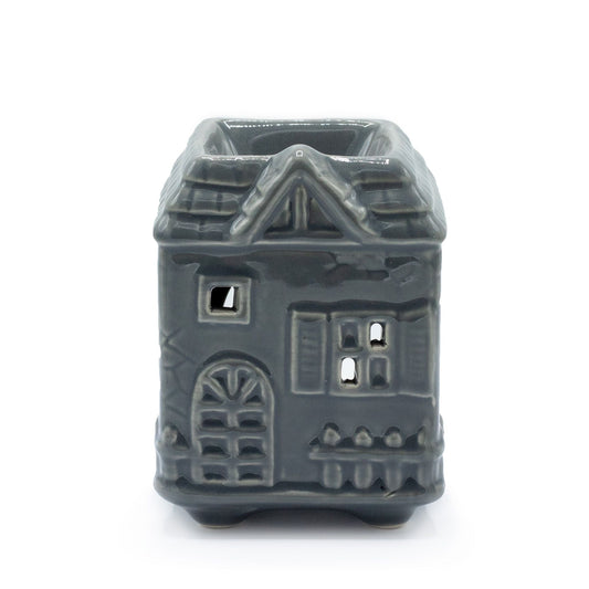 Townhouse Oil Burner - Grey Various Shaped Ceramic Oil Burners - Bath Indulgence