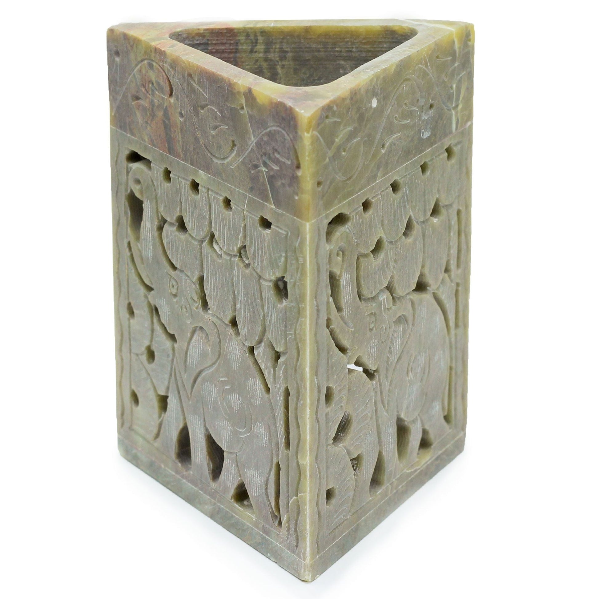 Triangle Soapstone Oil Burner 11x9cm - Elephant Soapstone Oil Burners - Bath Indulgence