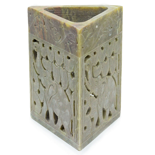 Triangle Soapstone Oil Burner 11x9cm - Elephant Soapstone Oil Burners - Bath Indulgence