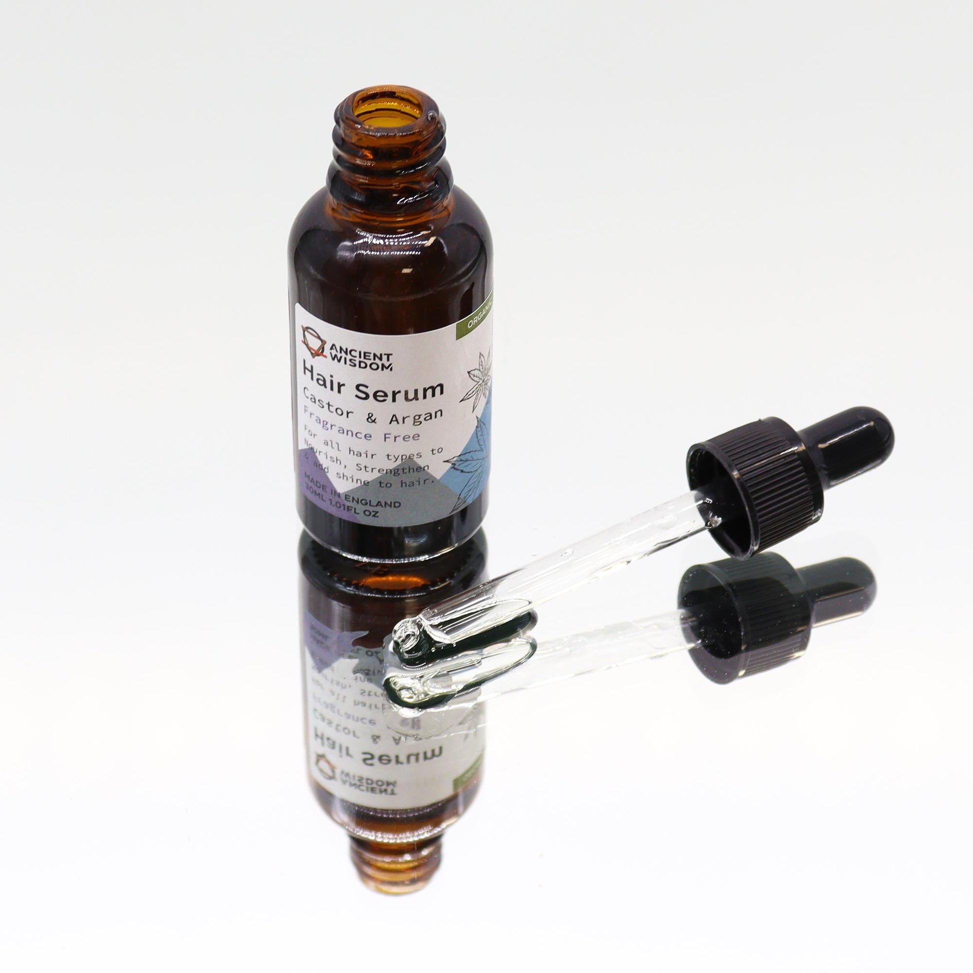 Unfragranced Organic Hair Serum 30ml - Handmade In UK Vegan Premium Ingredients - Bath Indulgence